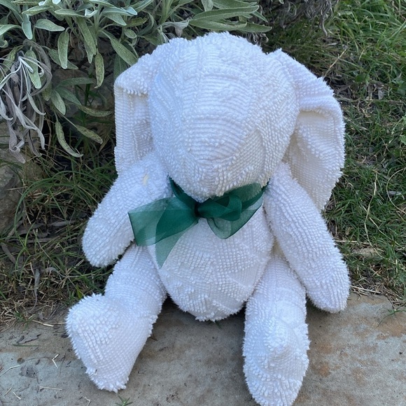 Chenille bunny moving joints button floppy ears cottagecore farmhouse decor - Picture 1 of 10